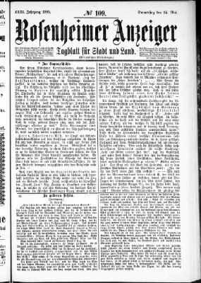 Rosenheimer Anzeiger Donnerstag 14. Mai 1885