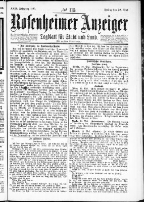 Rosenheimer Anzeiger Freitag 22. Mai 1885
