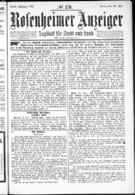 Rosenheimer Anzeiger Freitag 31. Juli 1885
