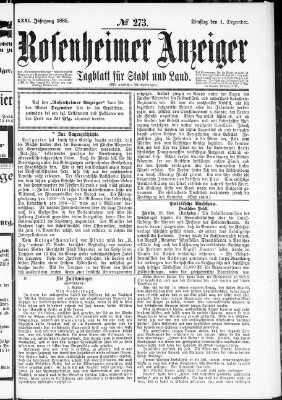 Rosenheimer Anzeiger Dienstag 1. Dezember 1885
