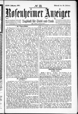 Rosenheimer Anzeiger Mittwoch 10. Februar 1886