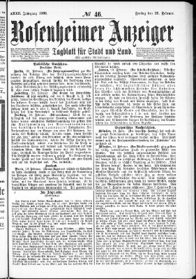 Rosenheimer Anzeiger Freitag 26. Februar 1886