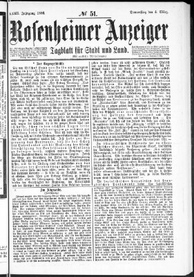 Rosenheimer Anzeiger Donnerstag 4. März 1886