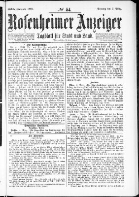Rosenheimer Anzeiger Sonntag 7. März 1886