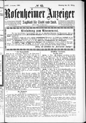 Rosenheimer Anzeiger Sonntag 21. März 1886