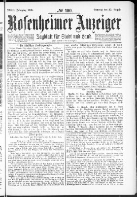 Rosenheimer Anzeiger Sonntag 22. August 1886