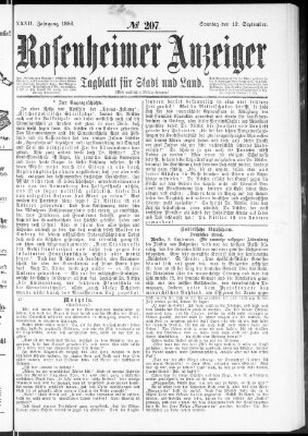 Rosenheimer Anzeiger Sonntag 12. September 1886