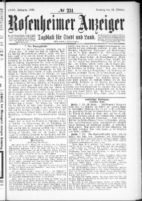 Rosenheimer Anzeiger Sonntag 10. Oktober 1886