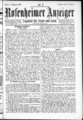 Rosenheimer Anzeiger Dienstag 11. Januar 1887