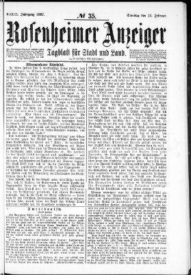 Rosenheimer Anzeiger Sonntag 13. Februar 1887