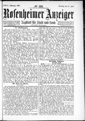 Rosenheimer Anzeiger Samstag 11. Juni 1887