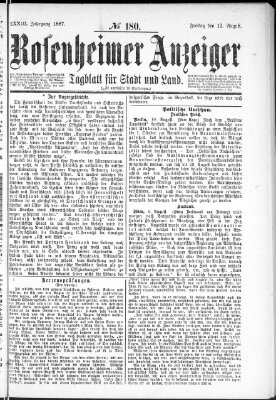 Rosenheimer Anzeiger Freitag 12. August 1887