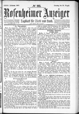 Rosenheimer Anzeiger Sonntag 28. August 1887