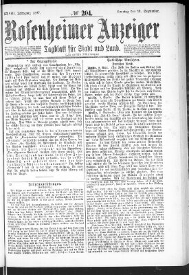 Rosenheimer Anzeiger Sonntag 11. September 1887