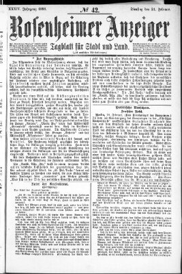 Rosenheimer Anzeiger Dienstag 21. Februar 1888