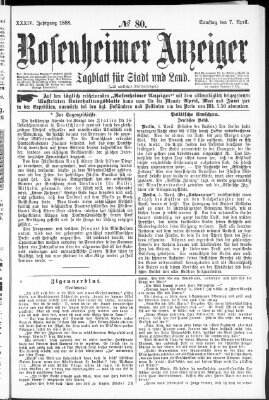 Rosenheimer Anzeiger Samstag 7. April 1888