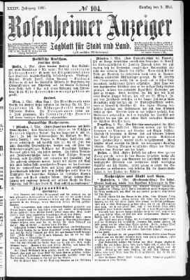 Rosenheimer Anzeiger Samstag 5. Mai 1888