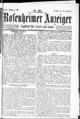 Rosenheimer Anzeiger Samstag 15. Dezember 1888