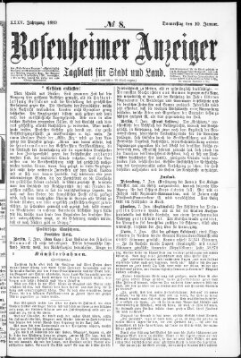Rosenheimer Anzeiger Donnerstag 10. Januar 1889