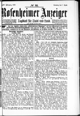 Rosenheimer Anzeiger Sonntag 7. April 1889