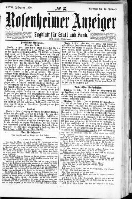 Rosenheimer Anzeiger Mittwoch 12. Februar 1890