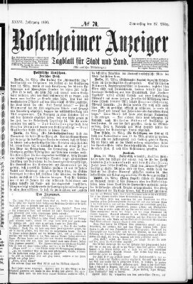 Rosenheimer Anzeiger Donnerstag 27. März 1890