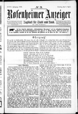 Rosenheimer Anzeiger Sonntag 6. April 1890