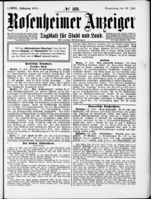 Rosenheimer Anzeiger Donnerstag 30. Juli 1891