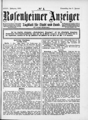 Rosenheimer Anzeiger Donnerstag 5. Januar 1893
