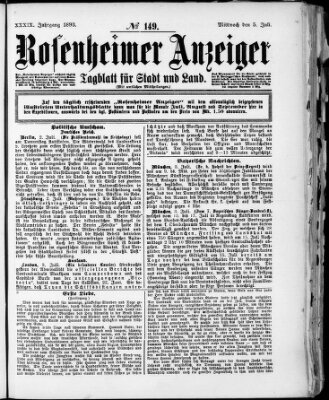 Rosenheimer Anzeiger Mittwoch 5. Juli 1893