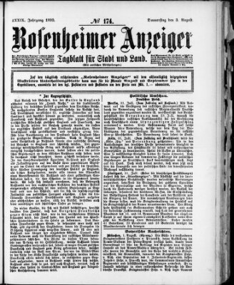 Rosenheimer Anzeiger Donnerstag 3. August 1893