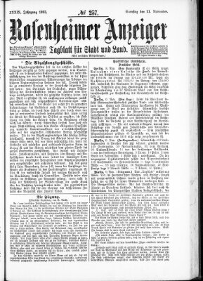 Rosenheimer Anzeiger Samstag 11. November 1893