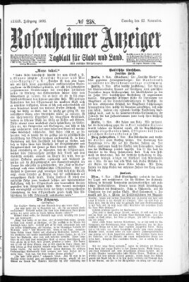 Rosenheimer Anzeiger Sonntag 12. November 1893