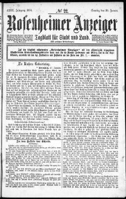 Rosenheimer Anzeiger Sonntag 28. Januar 1894
