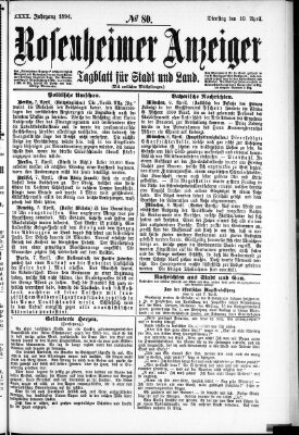 Rosenheimer Anzeiger Dienstag 10. April 1894