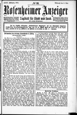 Rosenheimer Anzeiger Mittwoch 2. Mai 1894