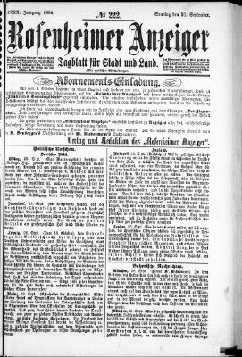Rosenheimer Anzeiger Sonntag 30. September 1894