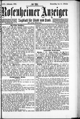 Rosenheimer Anzeiger Donnerstag 11. Oktober 1894