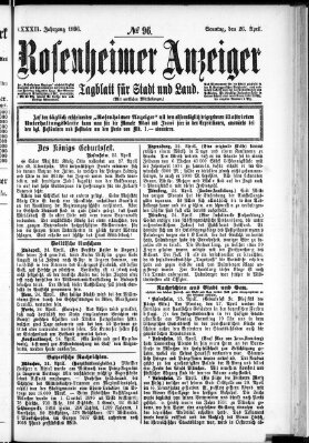 Rosenheimer Anzeiger Sonntag 26. April 1896