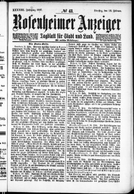 Rosenheimer Anzeiger Dienstag 23. Februar 1897