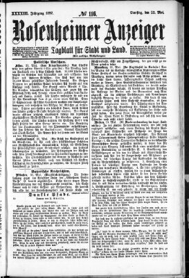 Rosenheimer Anzeiger Samstag 22. Mai 1897