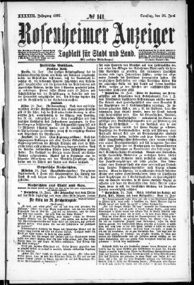 Rosenheimer Anzeiger Samstag 26. Juni 1897