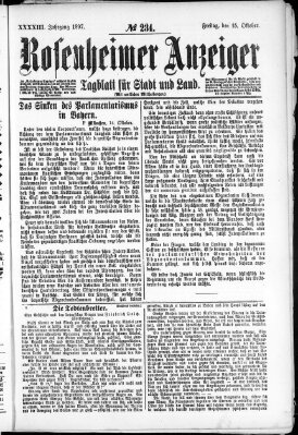 Rosenheimer Anzeiger Freitag 15. Oktober 1897