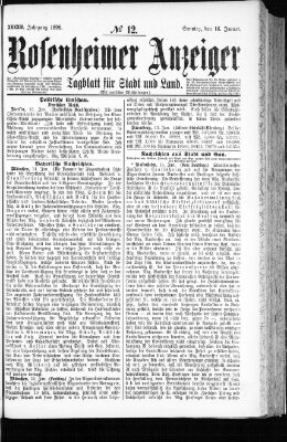 Rosenheimer Anzeiger Sonntag 16. Januar 1898