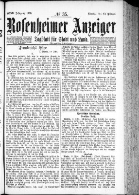 Rosenheimer Anzeiger Sonntag 13. Februar 1898