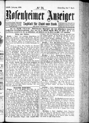 Rosenheimer Anzeiger Donnerstag 7. April 1898