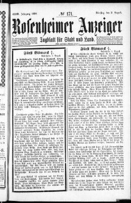 Rosenheimer Anzeiger Dienstag 2. August 1898
