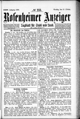 Rosenheimer Anzeiger Samstag 15. Oktober 1898