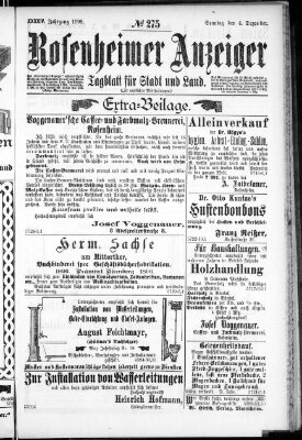 Rosenheimer Anzeiger Sonntag 4. Dezember 1898