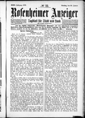 Rosenheimer Anzeiger Samstag 28. Januar 1899